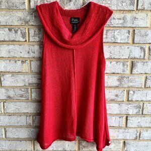 Pure Handknit Cowl Neck Linen Blend Sleeveless Sweater Vest Women's Size XS